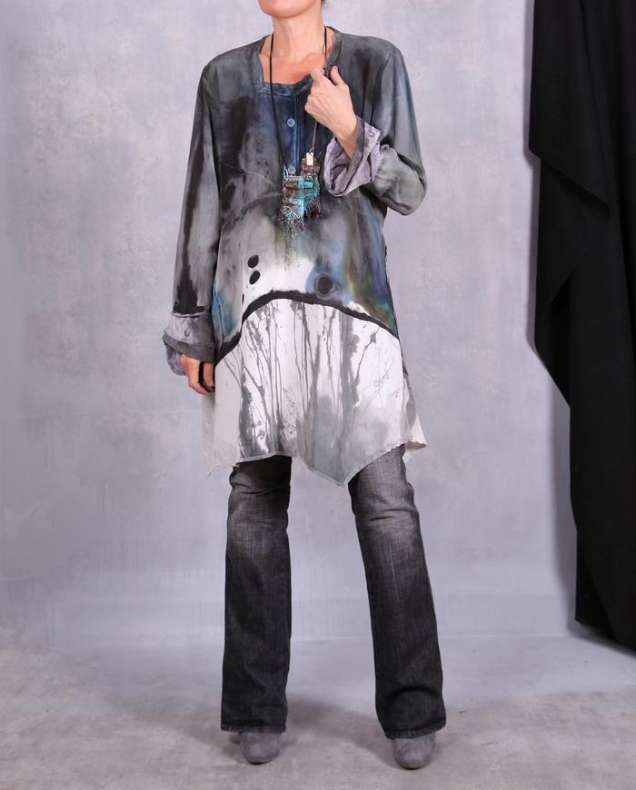'watercolors in the melting snow' asymmetrical tunic/dress
