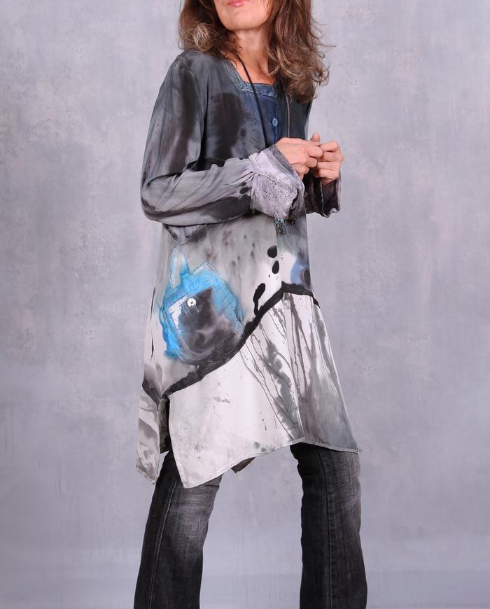 'watercolors in the melting snow' asymmetrical tunic/dress