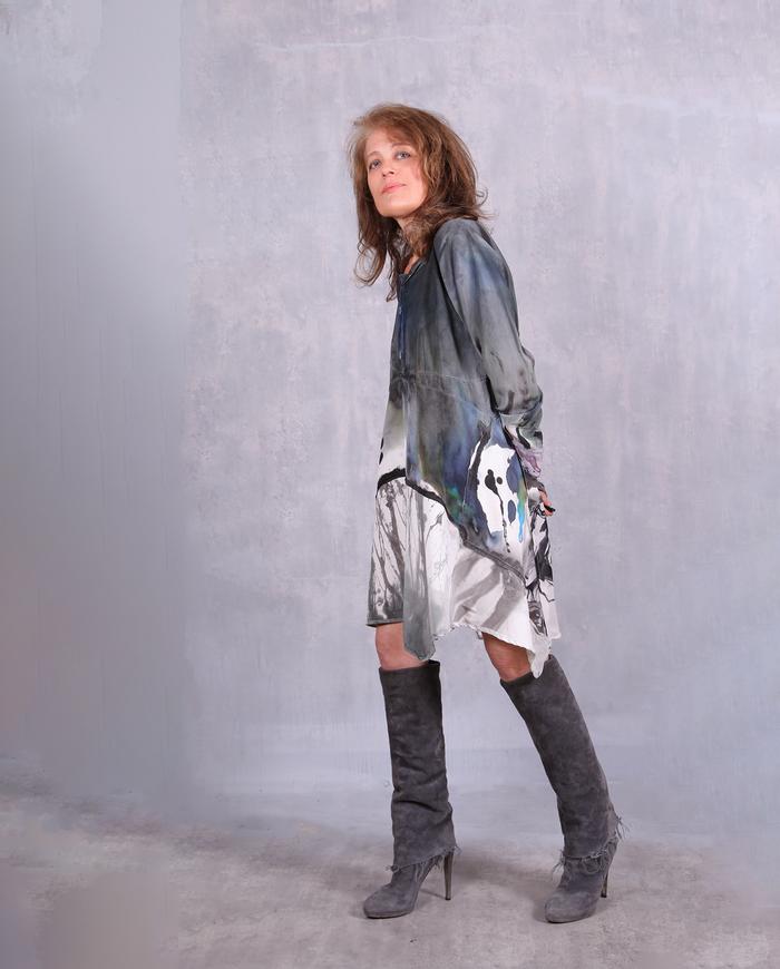 'watercolors in the melting snow' asymmetrical tunic/dress