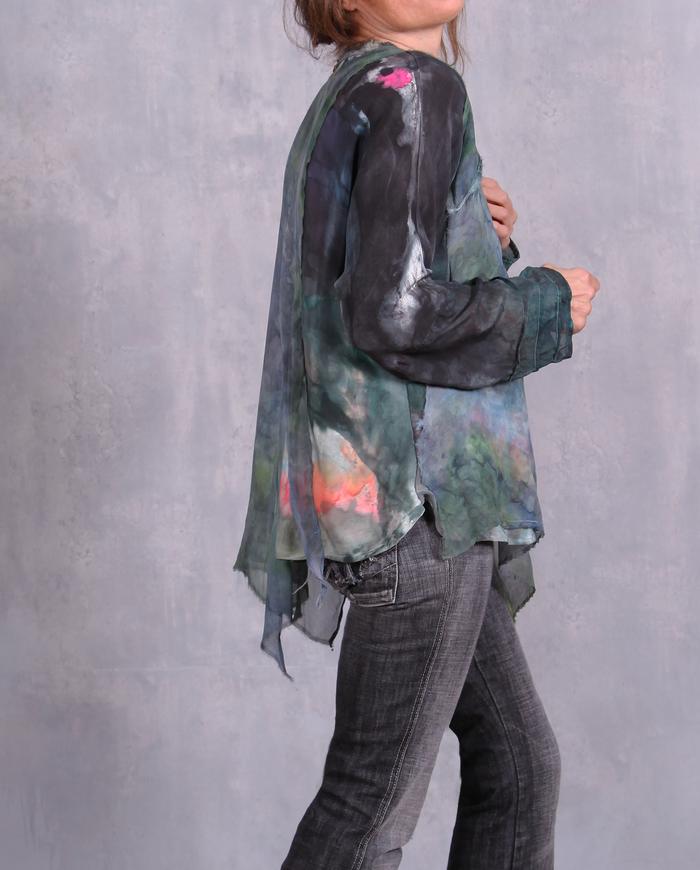 'almost with wings' painted top with sheer overlay