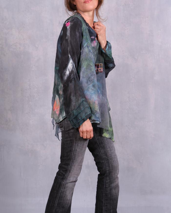 'almost with wings' painted top with sheer overlay
