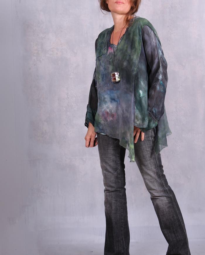 'almost with wings' painted top with sheer overlay