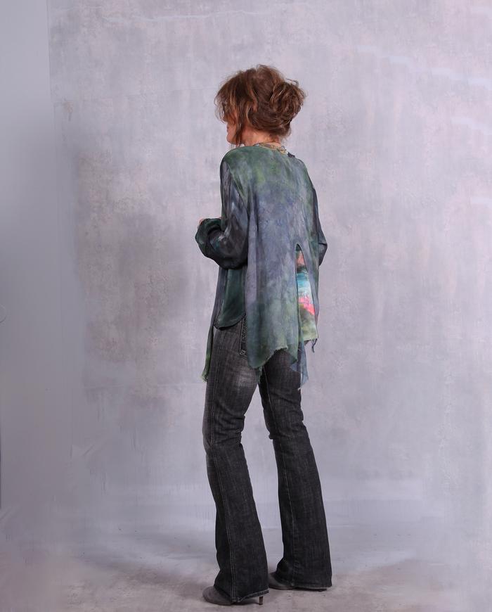 'almost with wings' painted top with sheer overlay