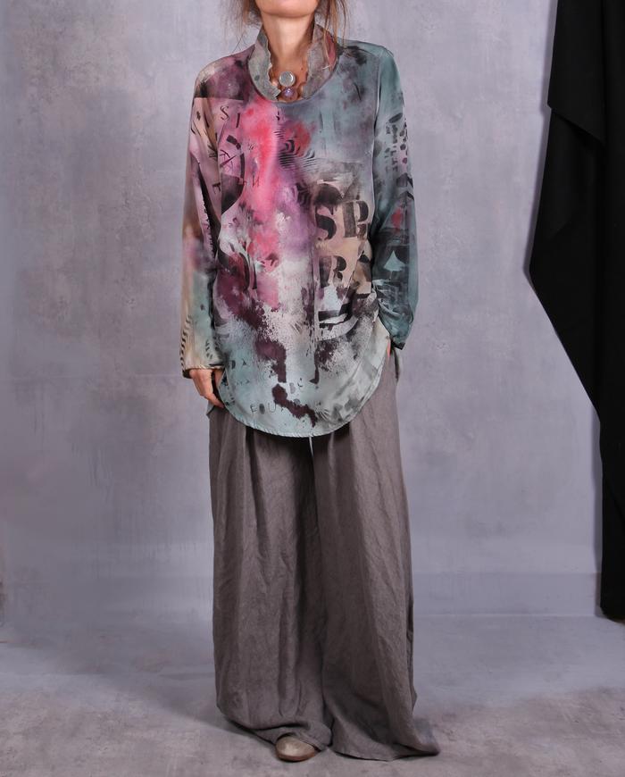 'say it or don't' graphic artisanal blouse