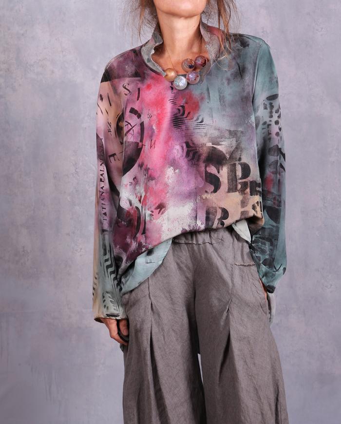 'say it or don't' graphic artisanal blouse