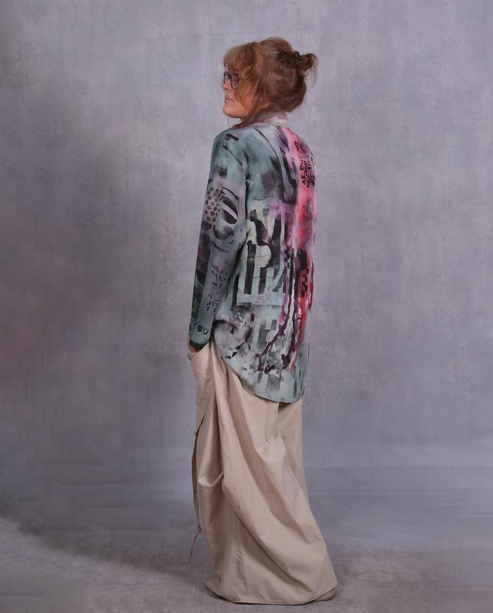 'say it or don't' graphic artisanal blouse