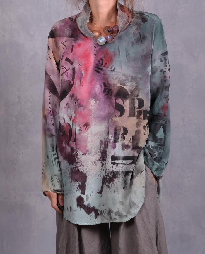 'say it or don't' graphic artisanal blouse