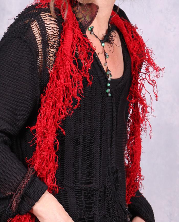 'down the bubbly waterfall' fibers and beads necklace