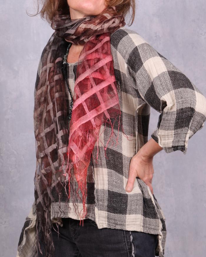 'check it out' hand-painted graduated sheer silk full scarf