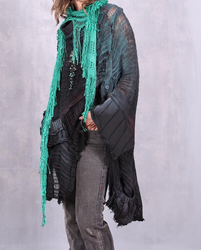 'in a knitted envelope' oversized poncho style sweater