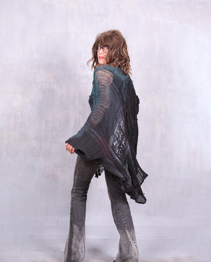 'in a knitted envelope' oversized poncho style sweater