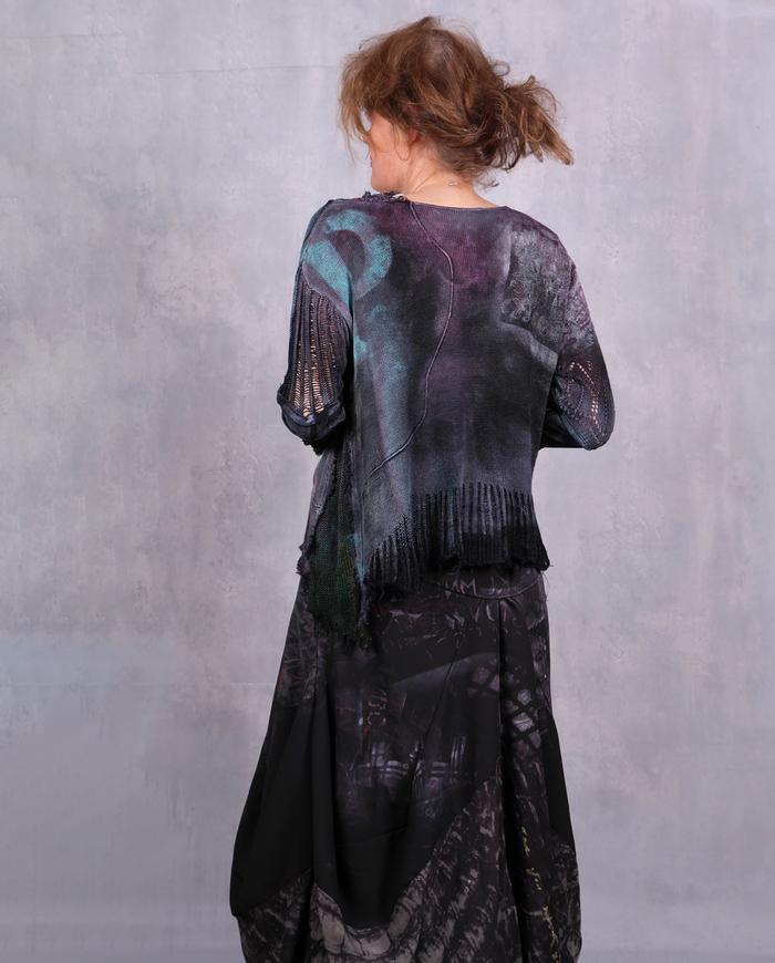 'talking without speaking' painted detailed sweater top