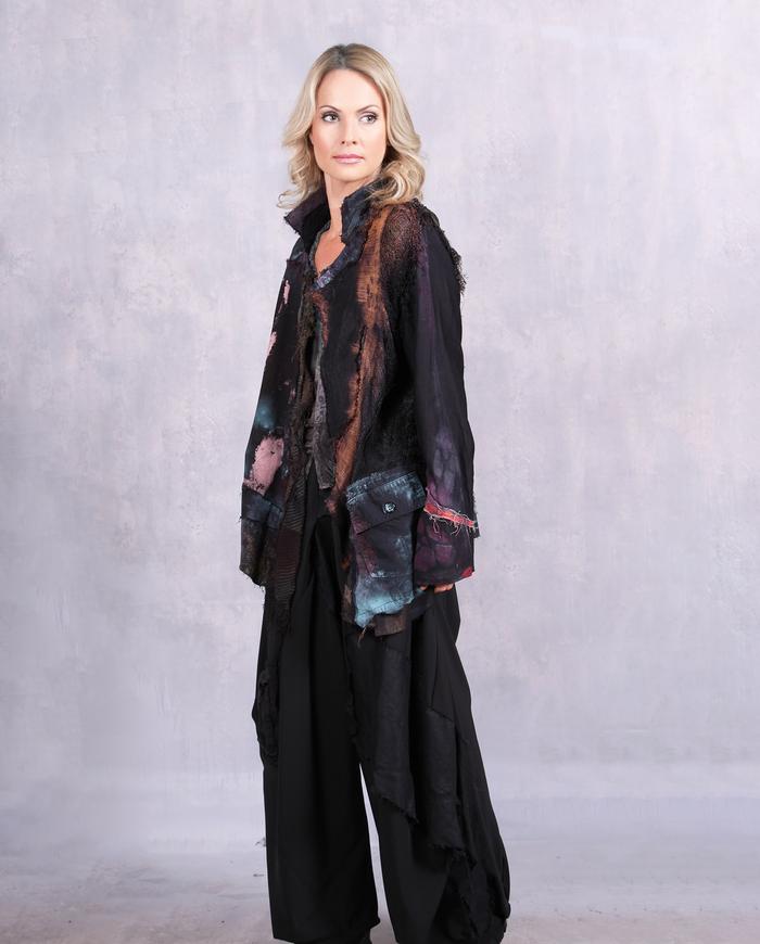 'very half knitted' detailed asymmetrical jacket