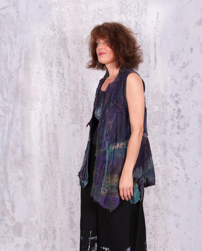 highly detailed super texture fiber art vest