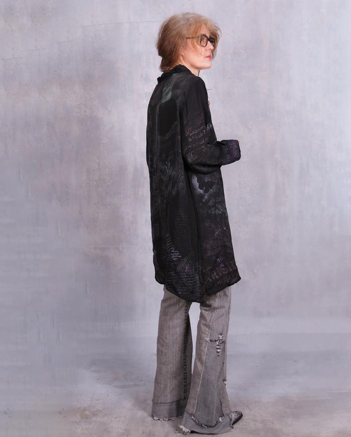 'the Rues we remember' silk hand-painted tunic