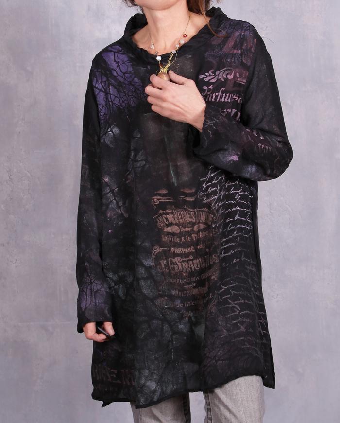 'the Rues we remember' silk hand-painted tunic