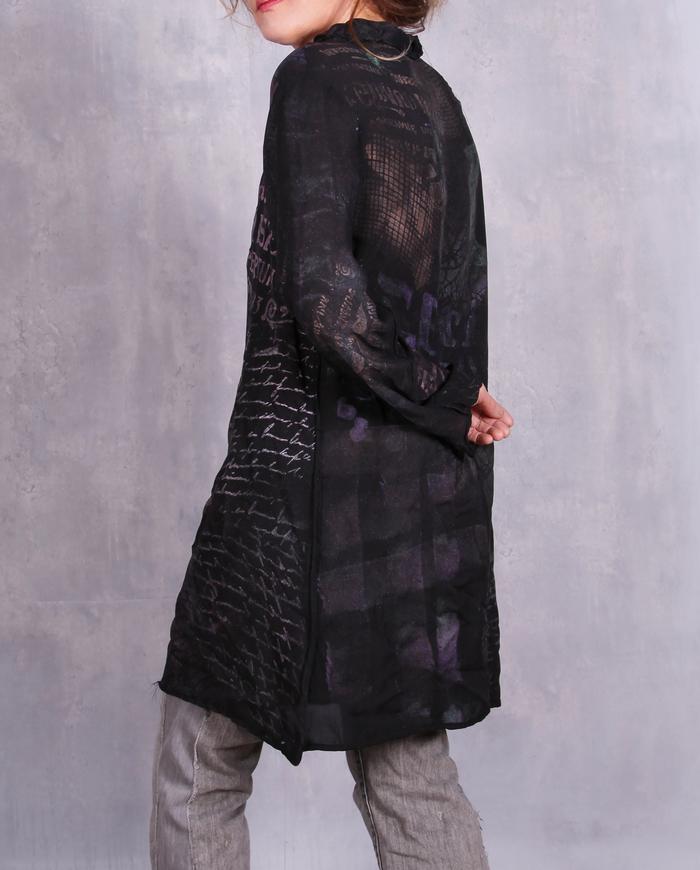 'the Rues we remember' silk hand-painted tunic