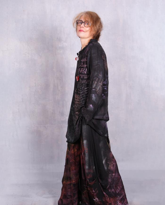 'the Rues we remember' silk hand-painted tunic