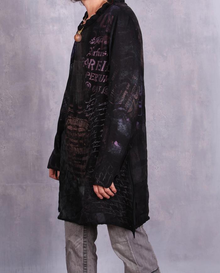 'the Rues we remember' silk hand-painted tunic
