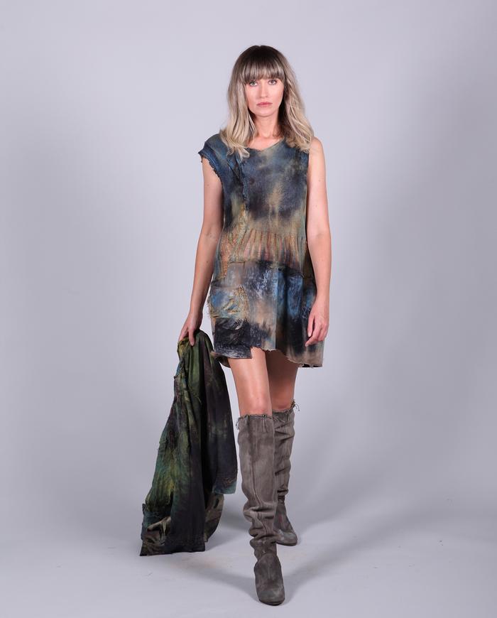 distressed knit hand-painted mini-dress/tunic