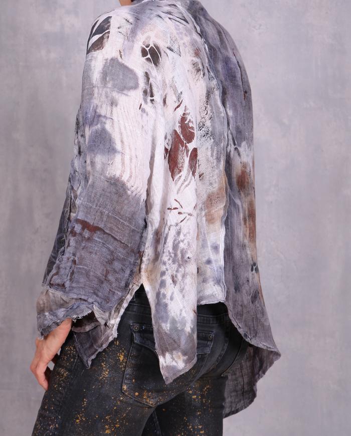 'a hidden labyrinth' mixed fabrics asymmetrical top