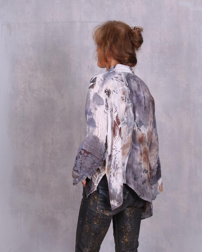 'a hidden labyrinth' mixed fabrics asymmetrical top