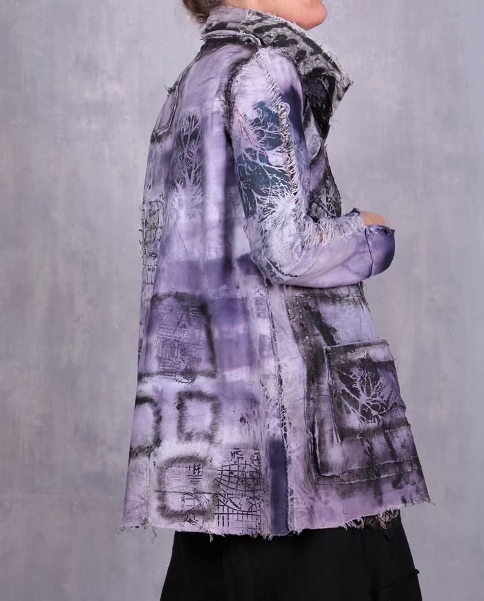 'quiet night shadows' detailed hand-painted art jacket