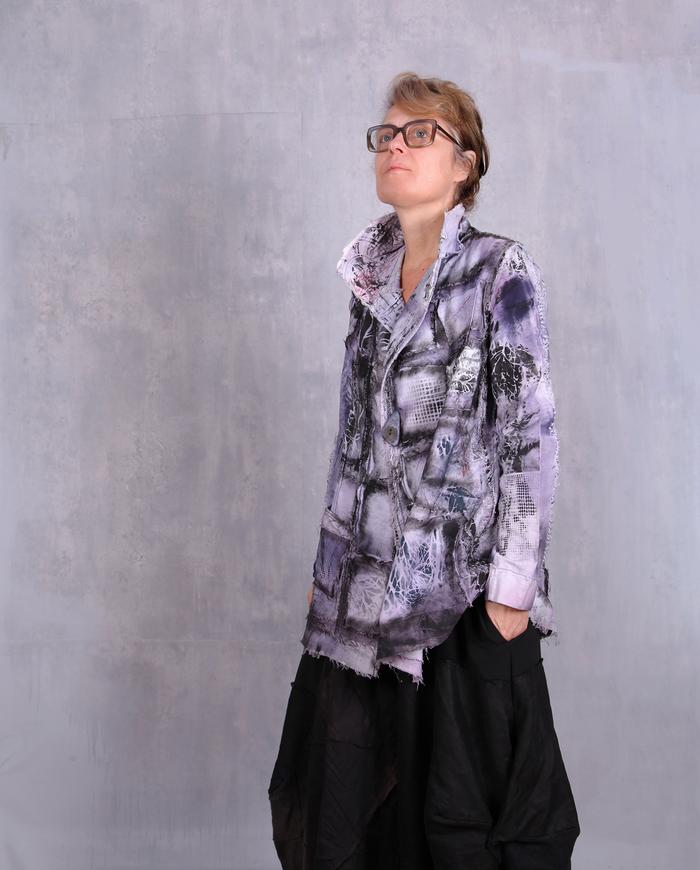 'quiet night shadows' detailed hand-painted art jacket
