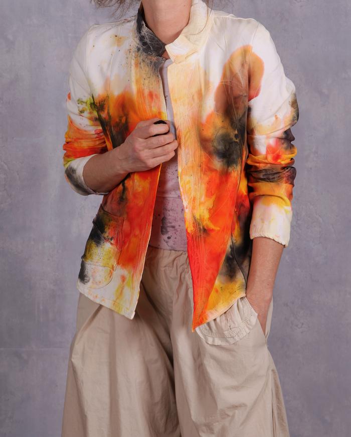 'happiness encapsulated' bold and bright hand-painted jacket