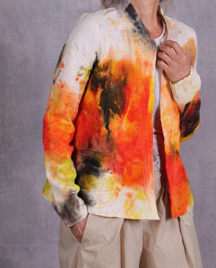 'happiness encapsulated' bold and bright hand-painted jacket
