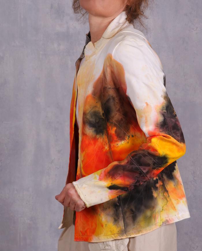 'happiness encapsulated' bold and bright hand-painted jacket