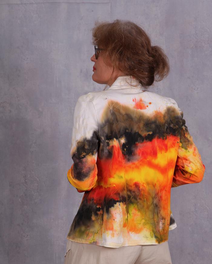 'happiness encapsulated' bold and bright hand-painted jacket