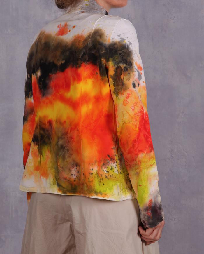 'happiness encapsulated' bold and bright hand-painted jacket