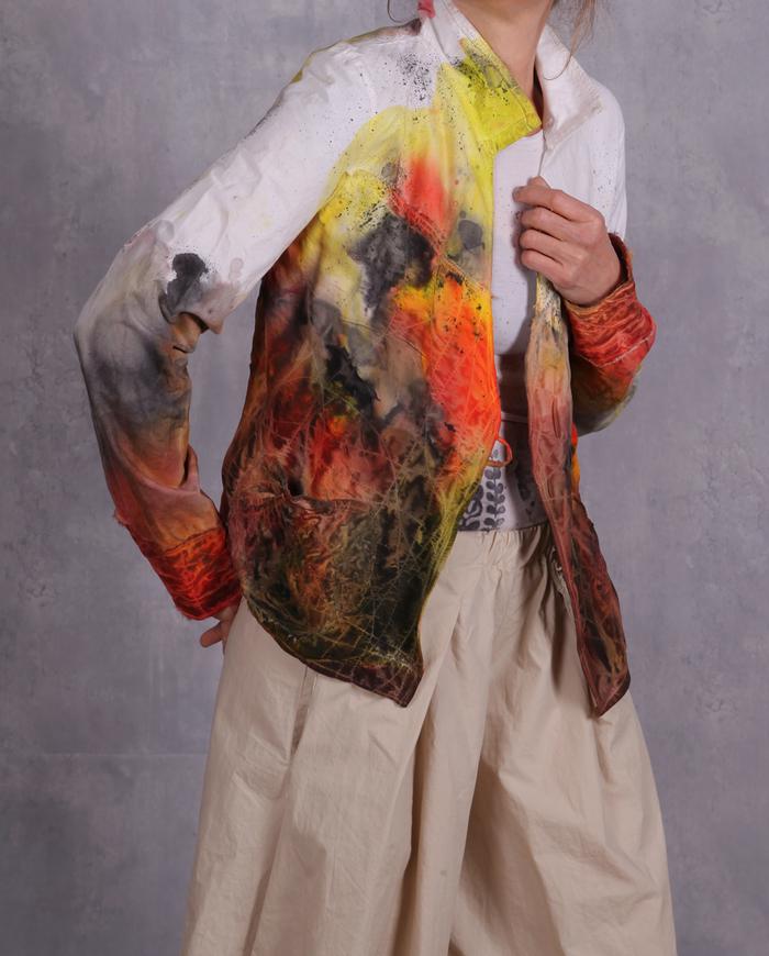 'talking in watercolors' detailed asymmetrical jacket