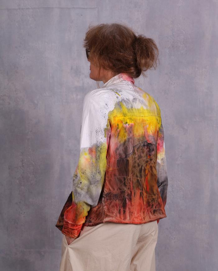 'talking in watercolors' detailed asymmetrical jacket
