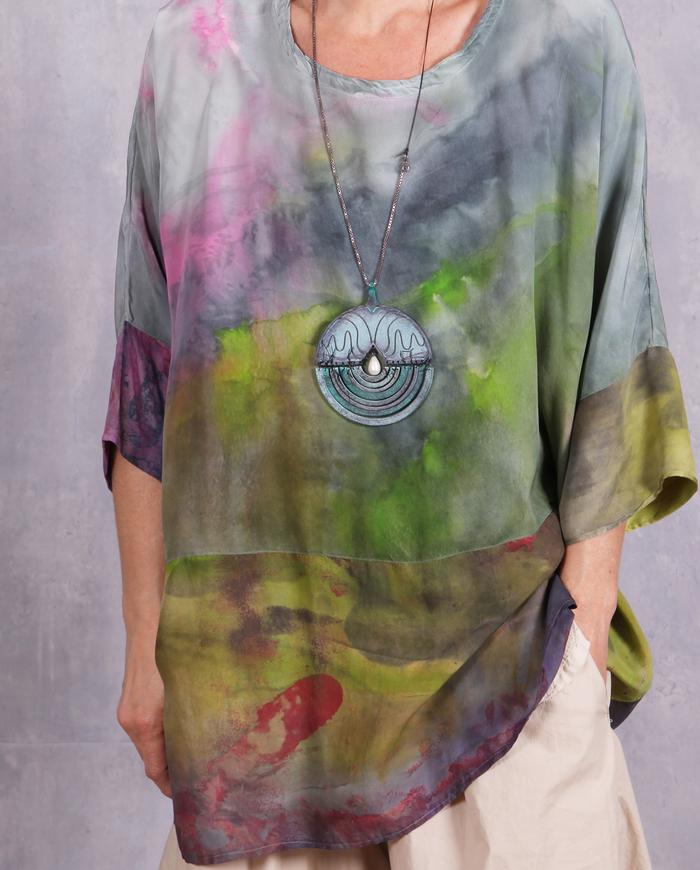 'dreamy watercolors' lightweight silk tunic
