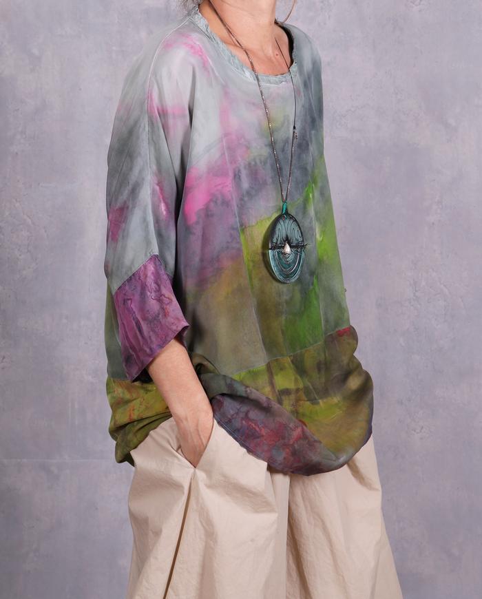 'dreamy watercolors' lightweight silk tunic