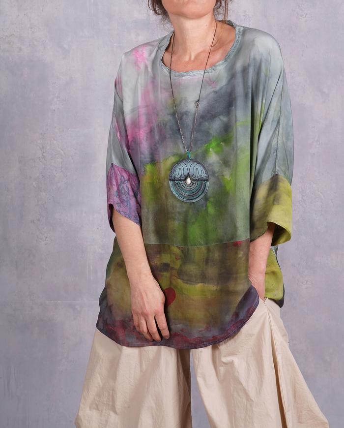 'dreamy watercolors' lightweight silk tunic