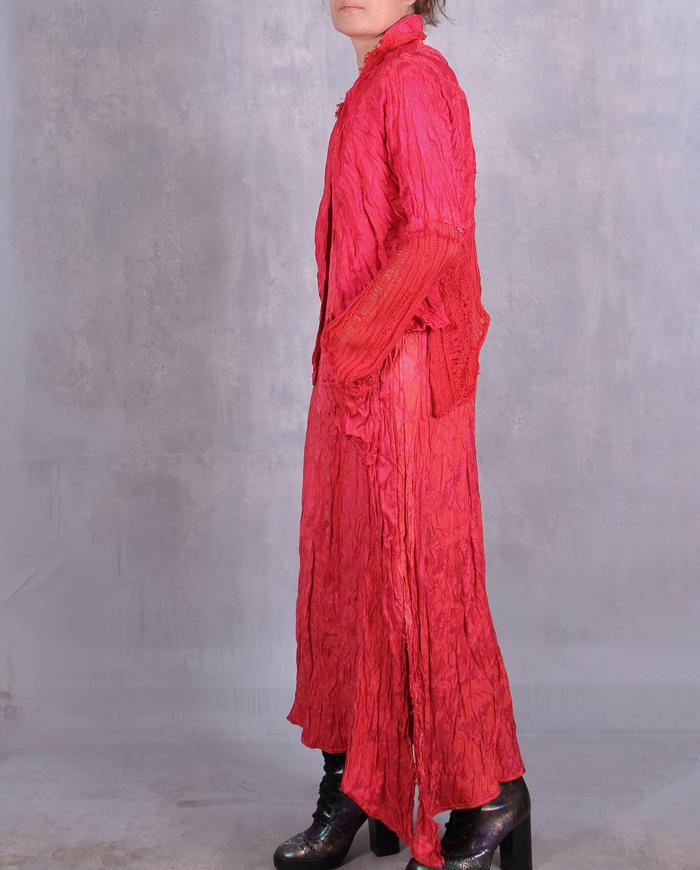 'among the corals' crinkled silk dress and jacket set