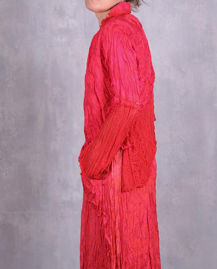 'among the corals' crinkled silk dress and jacket set