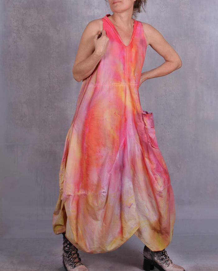 'wake up, sunshine' full maxi hand-painted dress