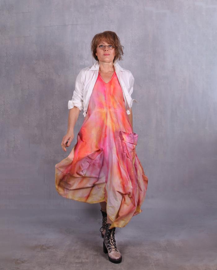 'wake up, sunshine' full maxi hand-painted dress