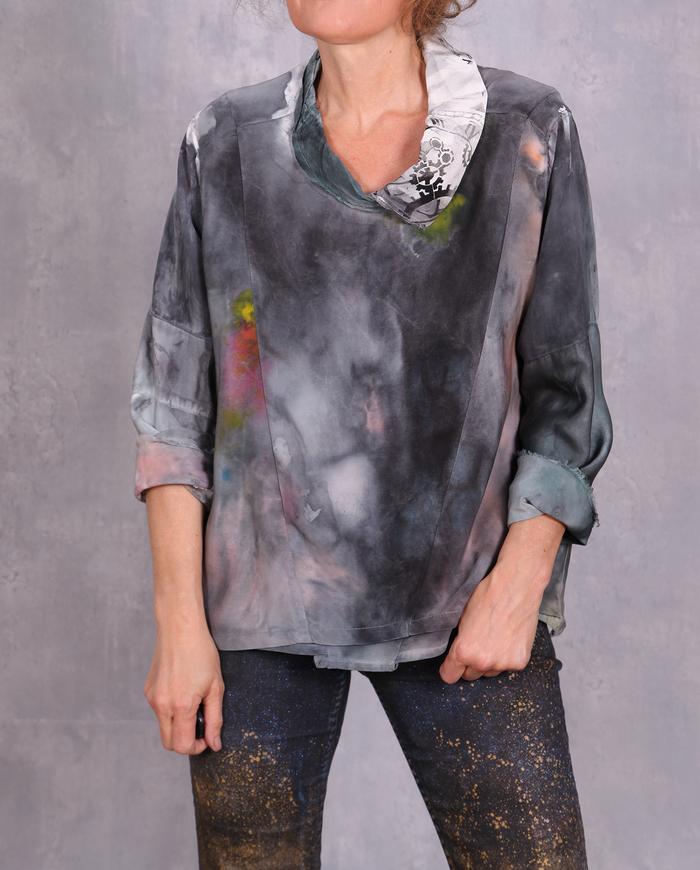 'marvel softest marble' 4-ply silk painted blouse