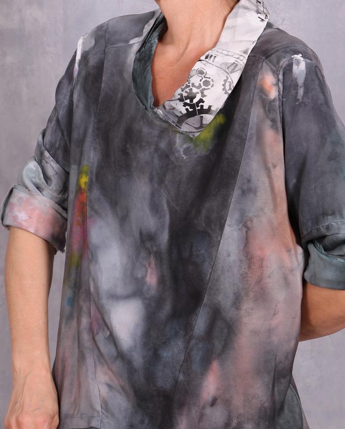'marvel softest marble' 4-ply silk painted blouse