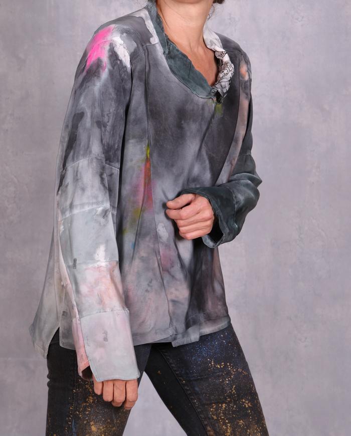 'marvel softest marble' 4-ply silk painted blouse
