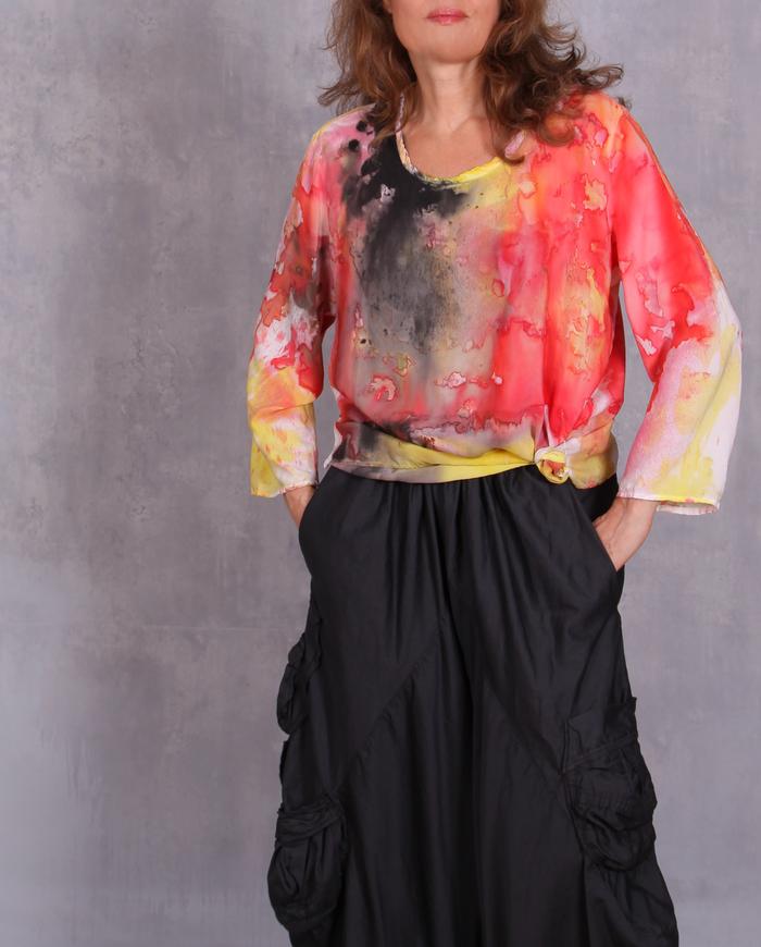 'only happy thoughts' loose silk crepe blouse