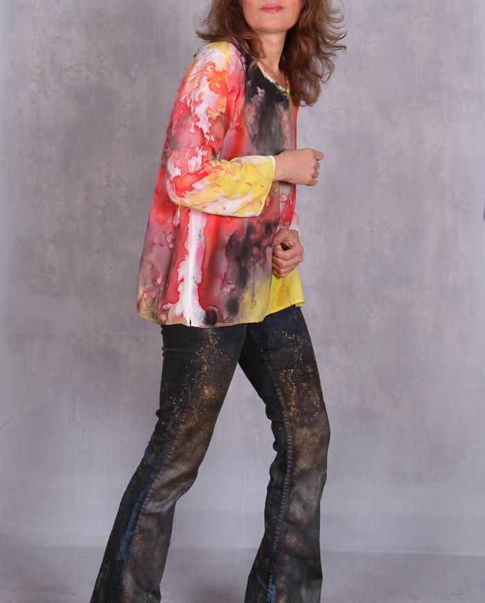 'only happy thoughts' loose silk crepe blouse