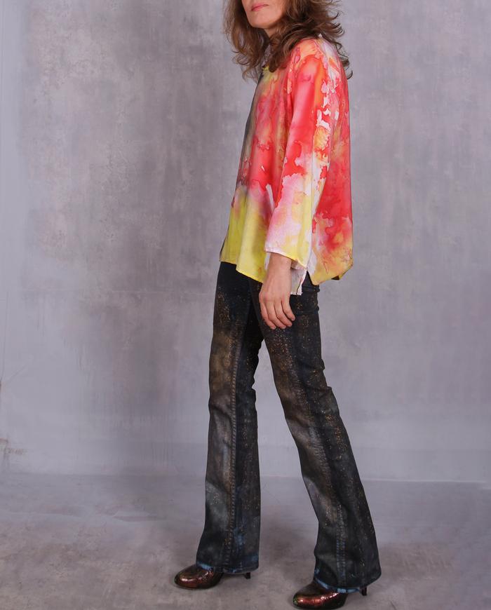 'only happy thoughts' loose silk crepe blouse