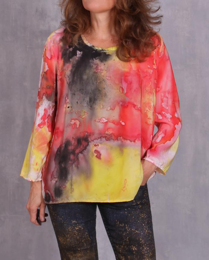 'only happy thoughts' loose silk crepe blouse