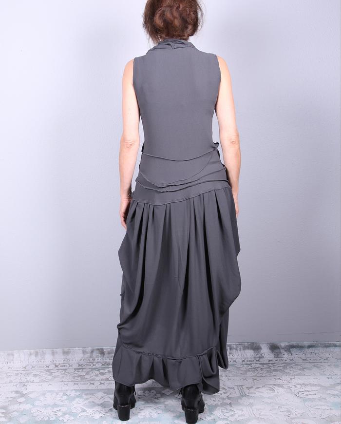 body-hugger drapey stretch maxi dress in deep gray